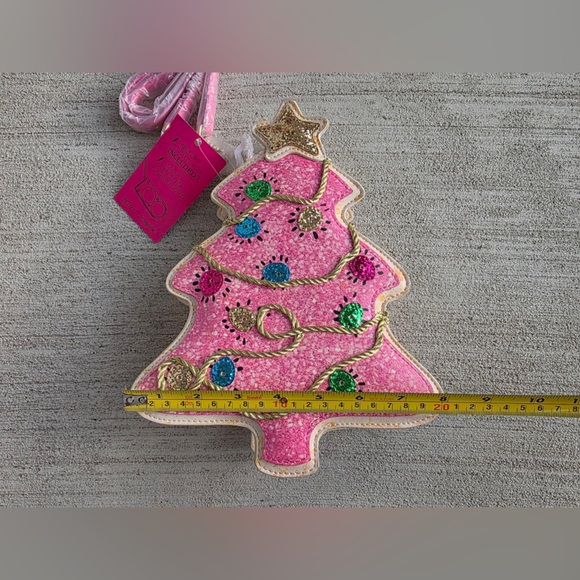 Betsey Johnson Pink Christmas Tree Crossbody Purse with Lights - Picture 7 of 8